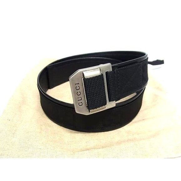 Gucci H9 hlx GG Pattern Nylon And Leather Silver Hardware Belt main image 4